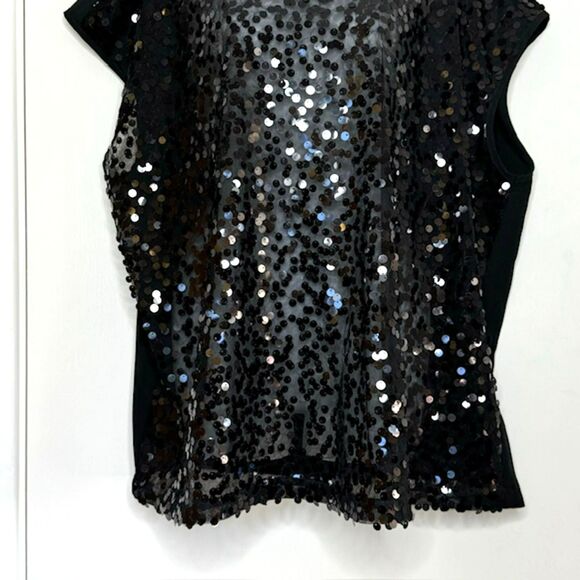 LANE BRYANT BLACK SHEER SEQUIN POPOVER TOP PLUS SIZE 18 NWOT - Picture 4 of 10